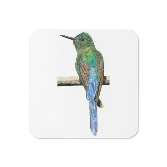 Emerald Blue Hummingbird Coaster (Coloured Print)